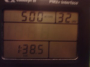 500m de remo em 1'38''