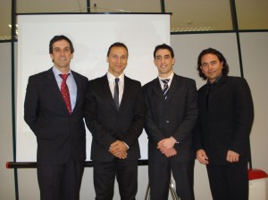 Carlos Silva, Paulo Sena, Nuno Couto e Luís Cid na defesa pública da Dissertação de Mestrado de Nuno Couto